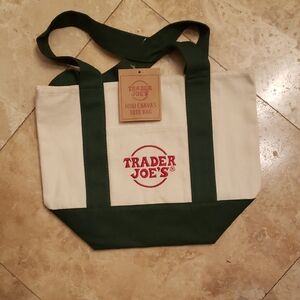 Trader Joe's Mini Canvas Tote Bag -GREEN